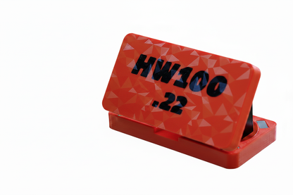 HW100 .22 pellet box in red