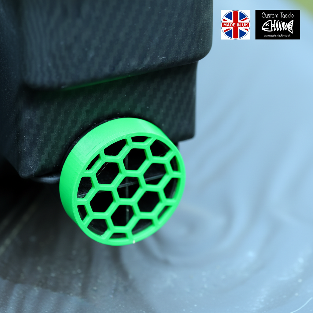 Bright green honeycomb weed guard on bait boat